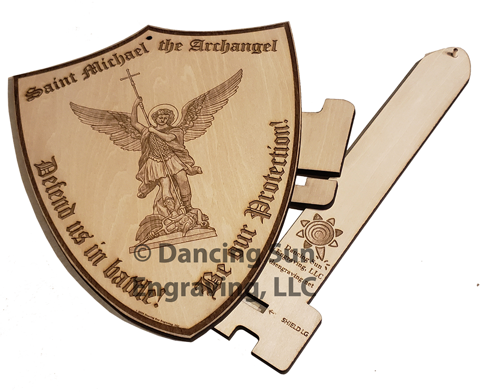 Saint Michael Shield & Stand – Large