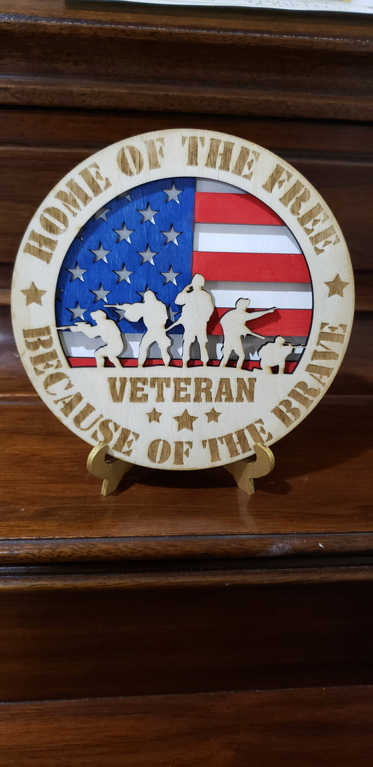 American Flag Veteran Sign with Stand