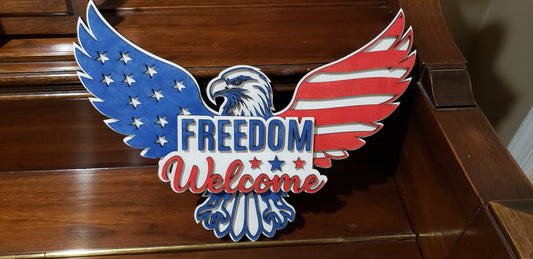 American Flag Eagle - Freedom Welcome Sign