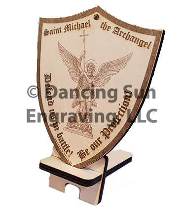 Saint Michael Shield & Stand – Small